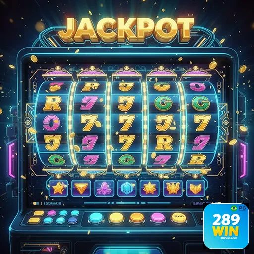 Imagem de uma máquina de caça-níqueis no site 289win, destacando jogos de slots modernos e divertidos.
